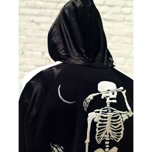Lost Daze Skull Dove Zip Hoodie Black Large Silk Sleeves Embroidery - Picture 2 of 7